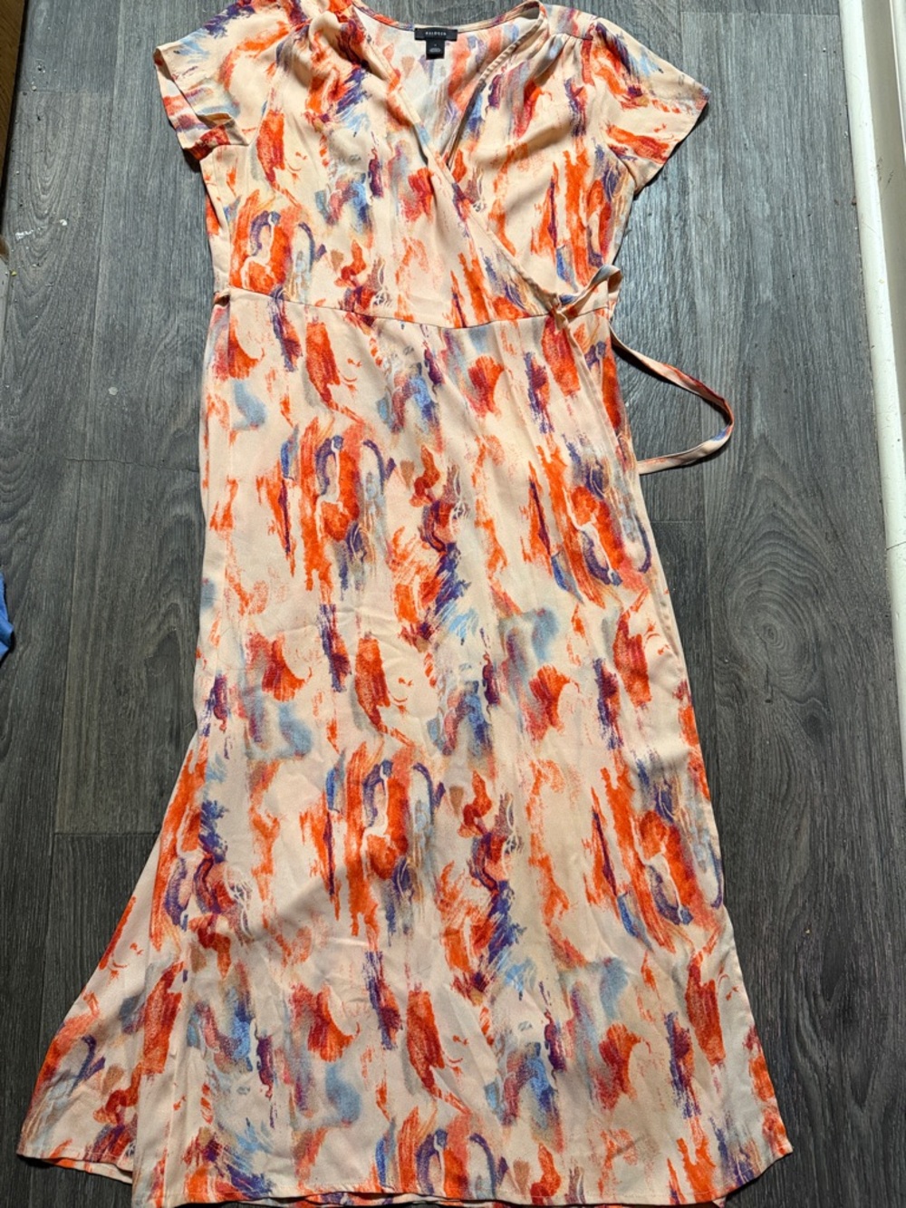 Halogen Peach, Orange and Blue Abstract Print Dress